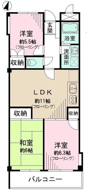 ドエルYM(3LDK/2階)の間取り写真