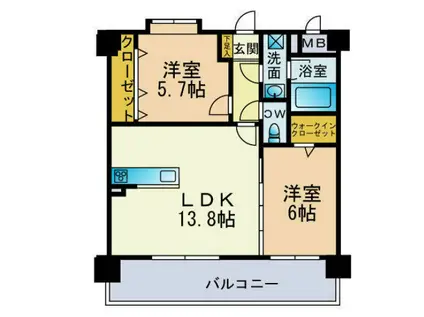 カラコレスV(2LDK/5階)の間取り写真