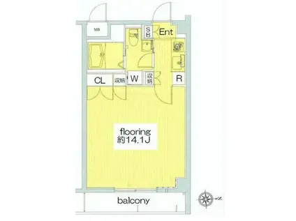 ヴェルステージ武蔵小杉(1K/7階)の間取り写真