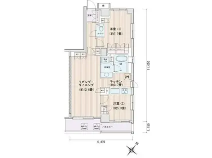エスティメゾン豊洲レジデンス E棟(2LDK/3階)の間取り写真