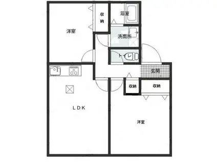 パストラル B棟(2LDK/1階)の間取り写真