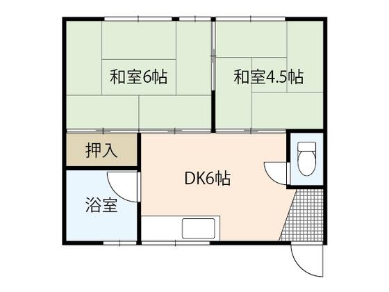 第一落海ビル(2DK/1階)の間取り写真