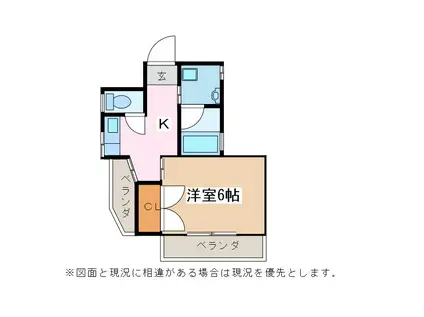 リッチエードビル(1K/2階)の間取り写真