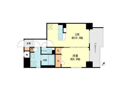 サンフェリーチェ博多駅南(1LDK/2階)の間取り写真