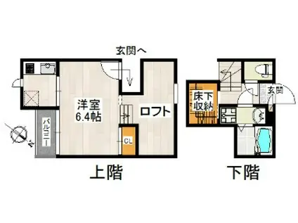 CB七里クアルト(1K/2階)の間取り写真