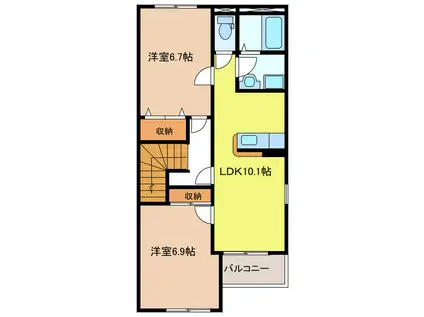 ファイブスター東海A棟(1K/1階)の間取り写真