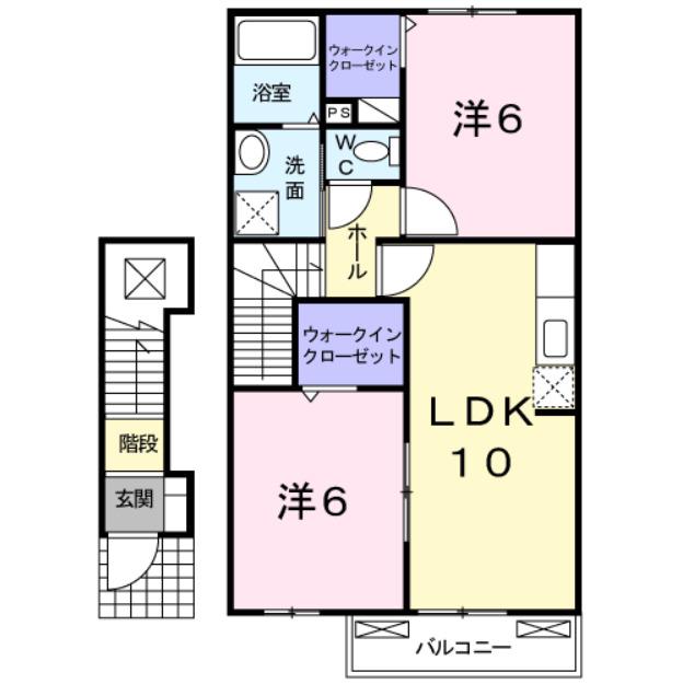 グリーン ウイング E(2LDK/2階)の間取り写真