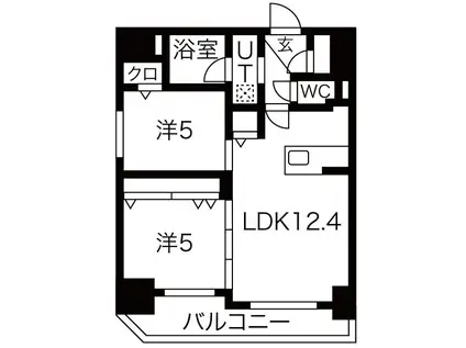 ラ・ソレイユ南2条(2LDK/7階)の間取り写真