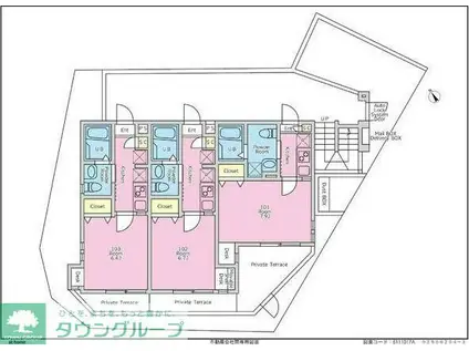 グロリオーサ幕張(1K/1階)の間取り写真