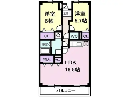 アルカディア(2LDK/4階)の間取り写真