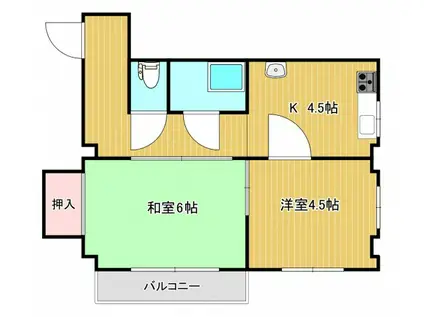 黒住ビル(2K/4階)の間取り写真