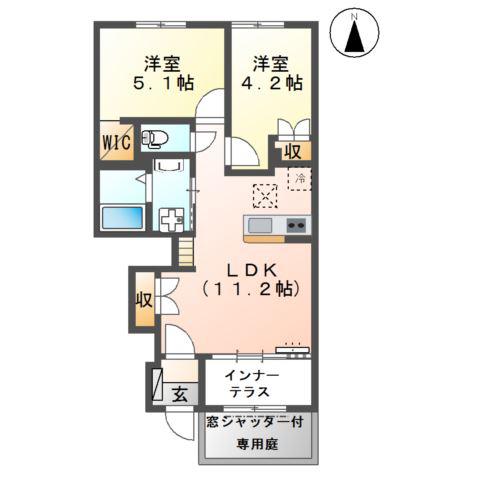 リーリエ(2LDK/1階)の間取り写真
