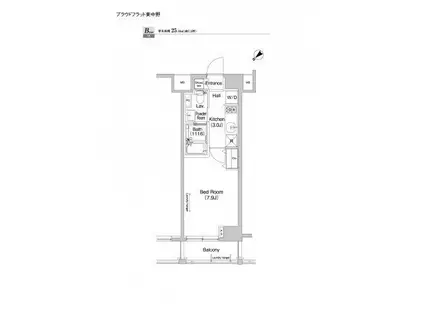 プラウドフラット東中野(1K/5階)の間取り写真