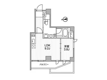 LIGHTHOUSE中馬込(1LDK/2階)の間取り写真