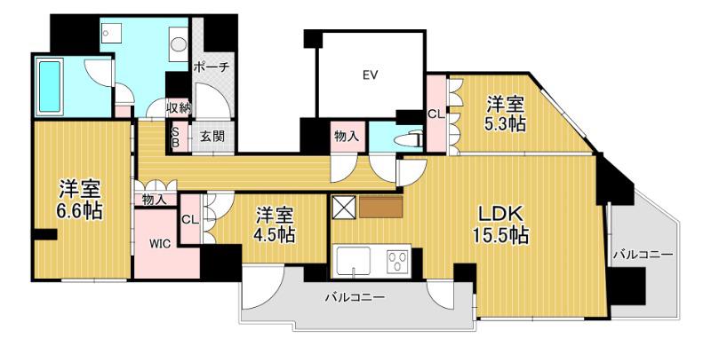 クリオ市谷薬王寺(3LDK/11階)の間取り写真