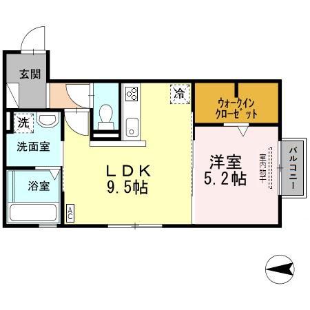 ドゥ・モンターニュ(1LDK/1階)の間取り写真