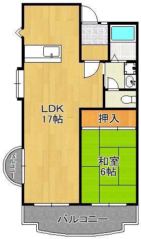 富士見台(1LDK/2階)の間取り写真