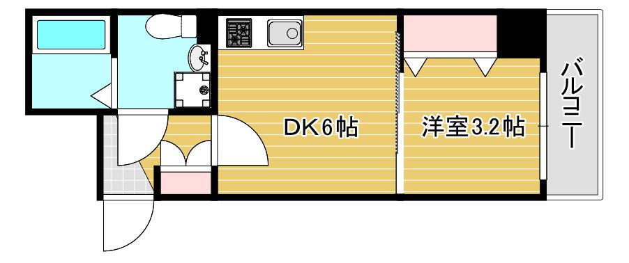 ロータリーコーポ東高津(1DK/3階)の間取り写真