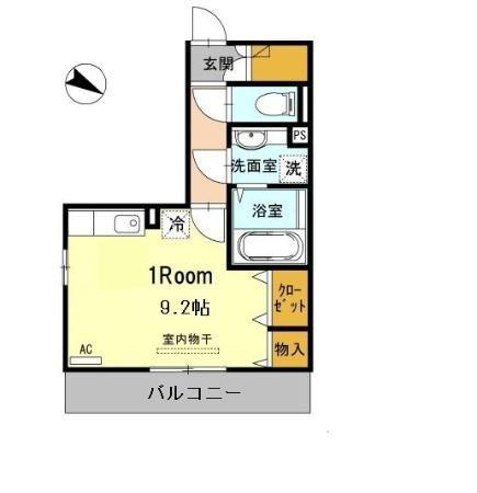 パレス丹波参番館(ワンルーム/2階)の間取り写真