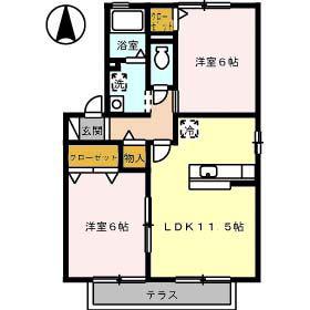 CALMEAKII(2LDK/1階)の間取り写真