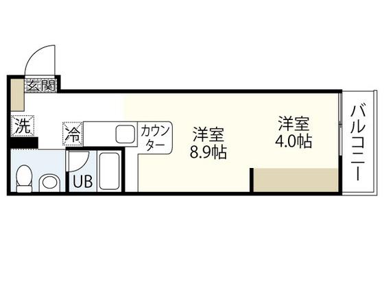 リヴィエール戸坂II(ワンルーム/2階)の間取り写真