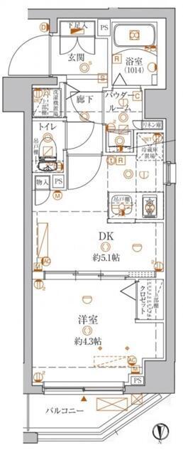クレイシア本所吾妻橋(1DK/3階)の間取り写真