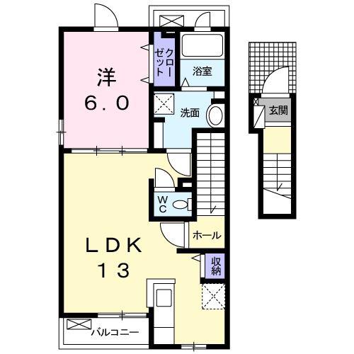 アジュール フォレスト(1LDK/2階)の間取り写真