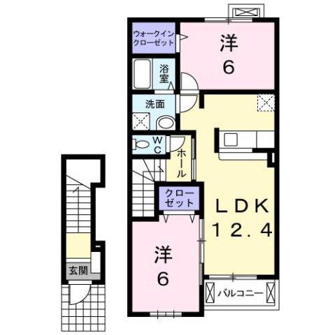 ミニョン(2LDK/2階)の間取り写真