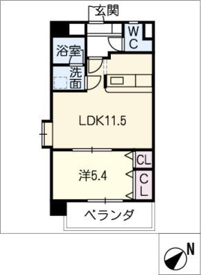 エスティII(1LDK/2階)の間取り写真