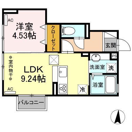 グラシア(1LDK/1階)の間取り写真