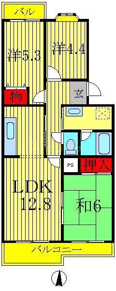 フォレストハイム(3LDK/3階)の間取り写真