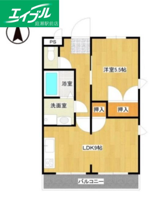 マンション吉野(1LDK/2階)の間取り写真
