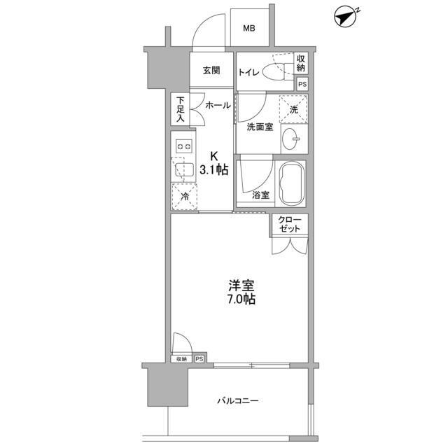 フレアージュ恵比寿(1K/5階)の間取り写真