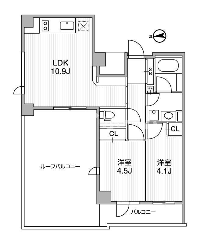 ライトハウス中馬込(2LDK/4階)の間取り写真