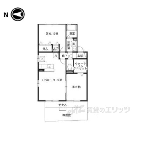 コート宮ノ下(2LDK/1階)の間取り写真