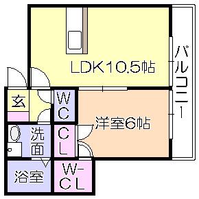 チャームビラII(1LDK/1階)の間取り写真