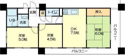 ロイヤルコーポ姫路(3DK/5階)の間取り写真