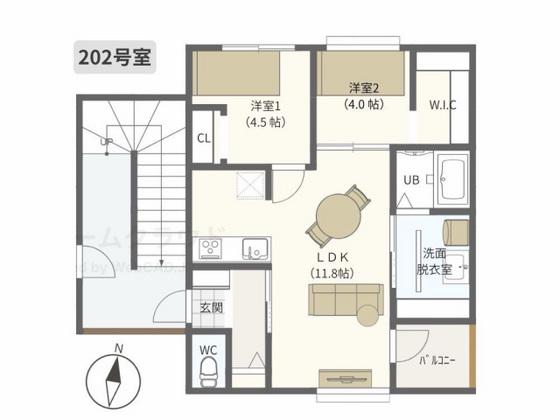エフェクト地御前北(2LDK/2階)の間取り写真