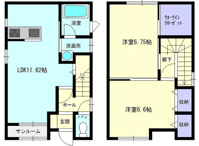 プリエールD(2LDK/1階)の間取り写真