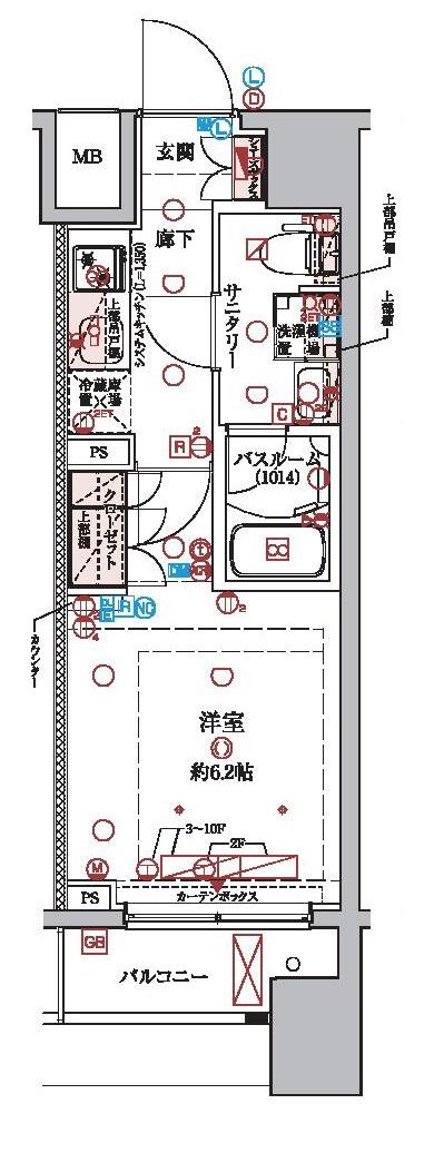 ラクラス横浜(1K/10階)の間取り写真