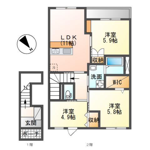 ルーチェ・エス(3LDK/2階)の間取り写真