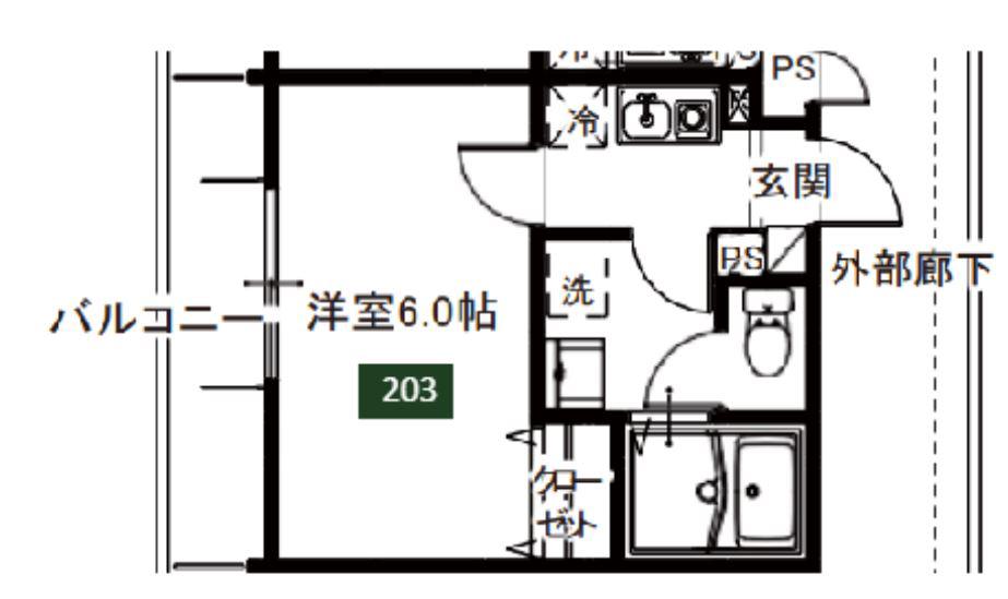 MELDIA谷塚(1K/1階)の間取り写真