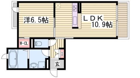 ヴィラージュ山手(1LDK/2階)の間取り写真
