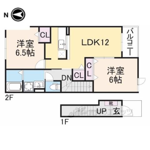 ベルフィオーレS2 3番館(2LDK/2階)の間取り写真