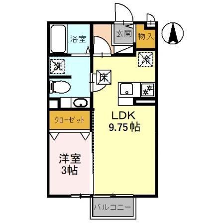 グリーンハイツ(1LDK/1階)の間取り写真