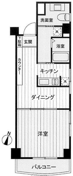 カーサ五番町(1DK/2階)の間取り写真