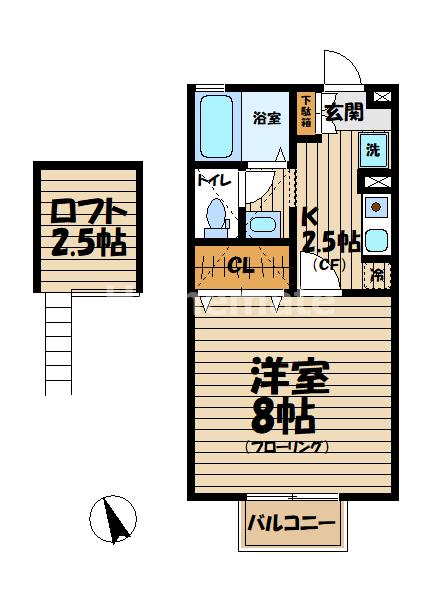 コーポラス泉(1K/2階)の間取り写真