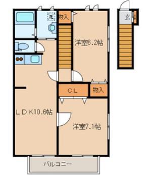 メゾンドリッシュ井荻(2LDK/2階)の間取り写真