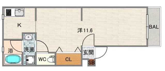 サンエスカーザ(1K/2階)の間取り写真