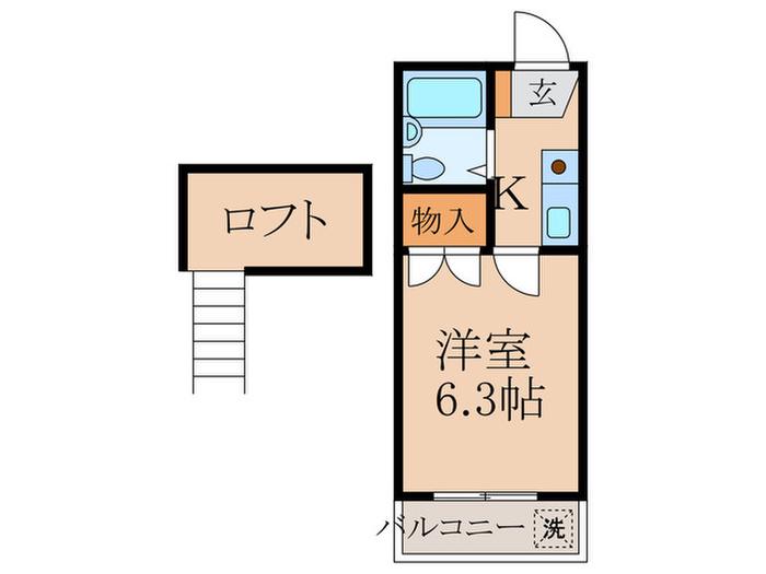 ニューヴィレッジ(1K/2階)の間取り写真